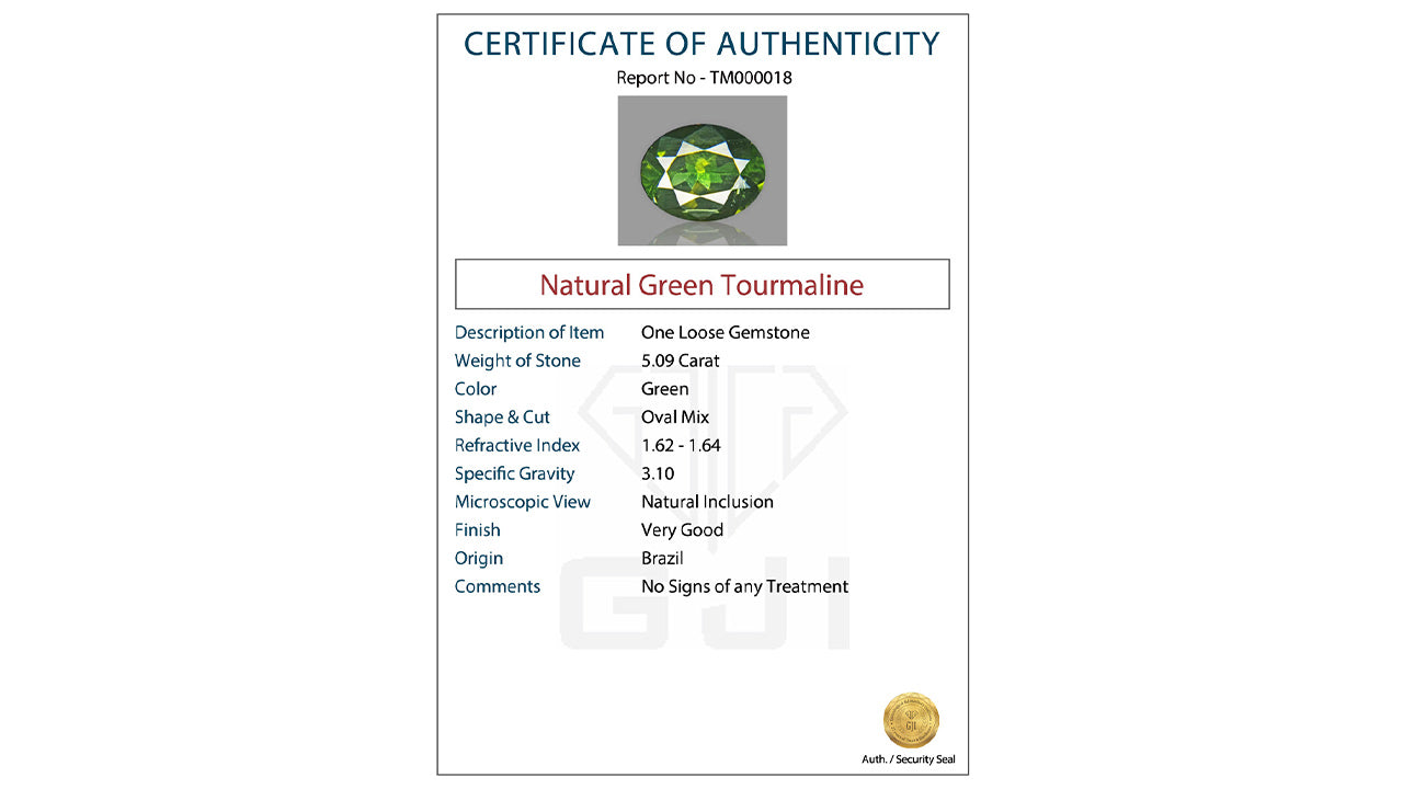 Buy GJI Certified 5.09 Carat Tourmaline with lifetime guarantee