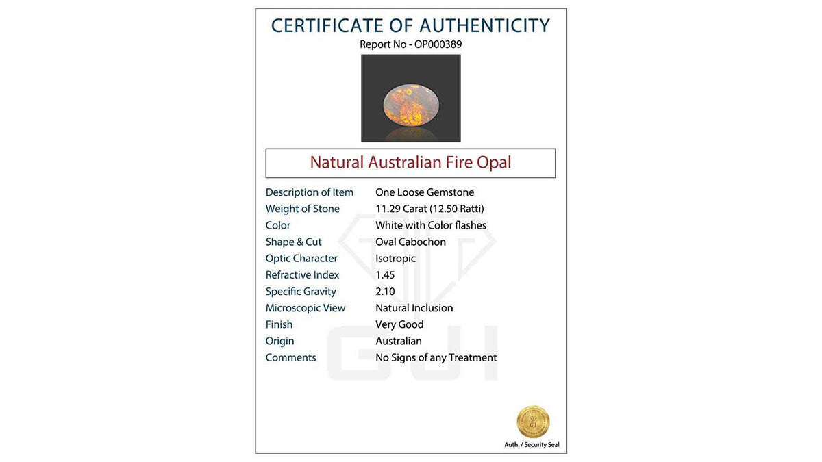 Buy GJI Certified 11.29 Carat Opal with lifetime guarantee