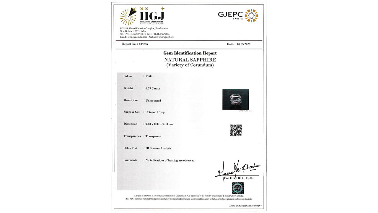 Buy GJI Certified 6.33 Carat Fancy Sapphire with lifetime guarantee
