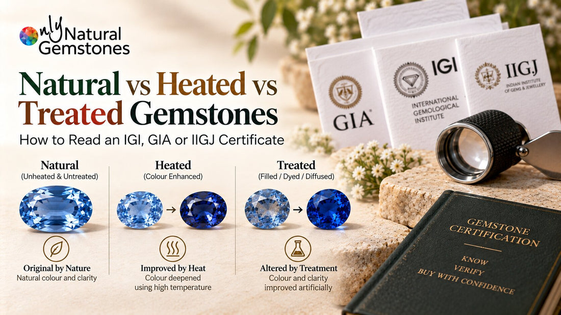 Natural vs Heated vs Treated Gemstones: How to Read an IGI, GIA or IIGJ Certificate