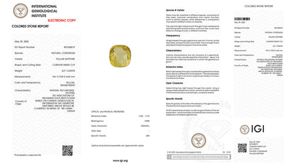 Buy IGI Certified 6.21 Carat Yellow Sapphire with lifetime guarantee