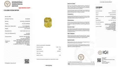 Buy IGI Certified 5.74 Carat Yellow Sapphire with lifetime guarantee