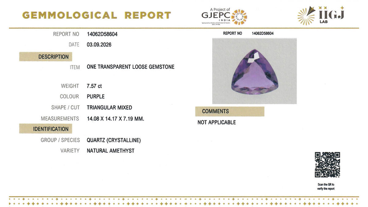 Buy IIGJ Certified 7.57 Carat Amethyst with lifetime guarantee