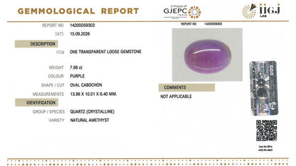 Buy IIGJ Certified 7.66 Carat Amethyst with lifetime guarantee