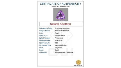 Buy GJI Certified 4.35 Carat Amethyst with lifetime guarantee