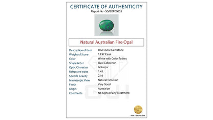 Buy GJI Certified 13.97 Carat Opal with lifetime guarantee