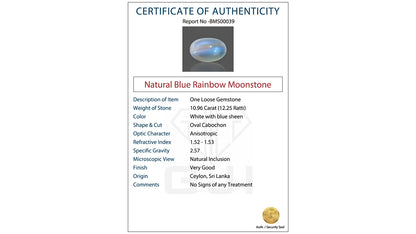 Buy GJI Certified 10.96 Carat Moonstone with lifetime guarantee