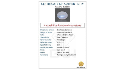 Buy GJI Certified 6.68 Carat Moonstone with lifetime guarantee