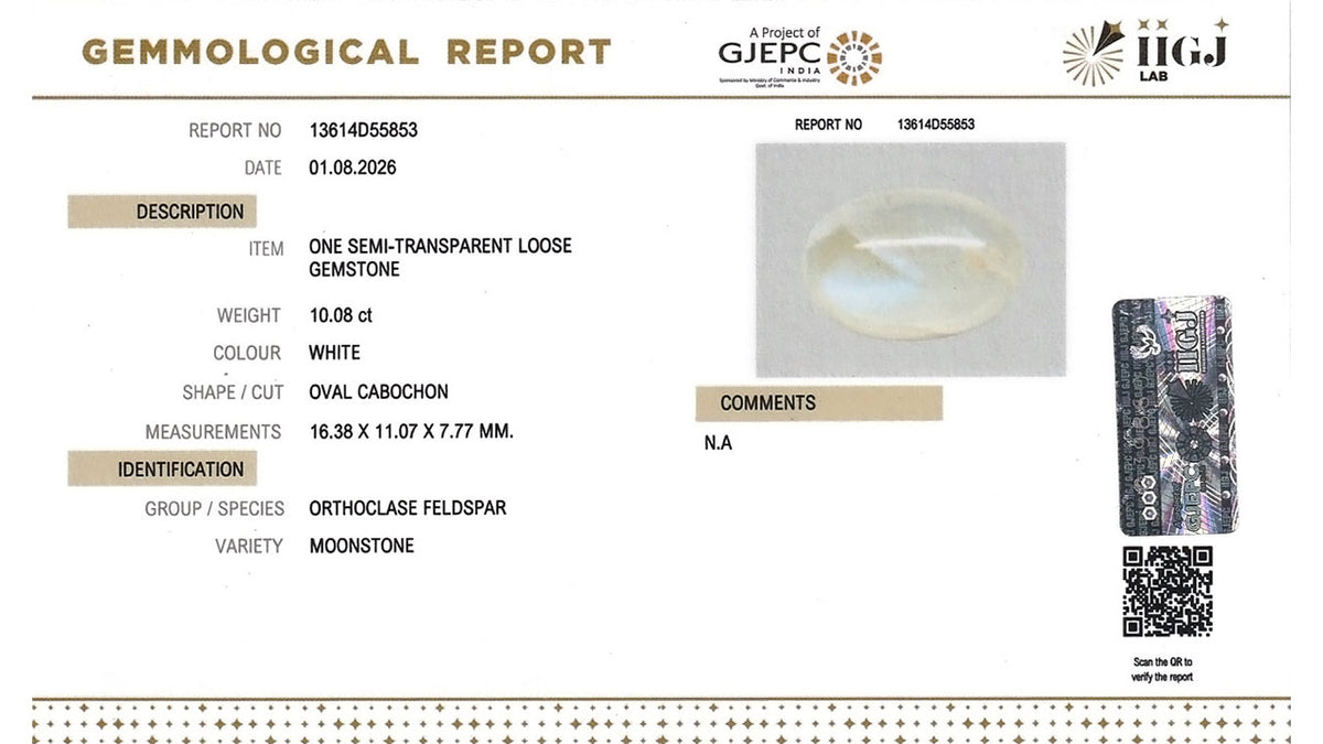Buy IIGJ Certified 10.08 Carat Moonstone with lifetime guarantee