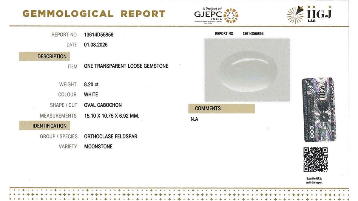 Buy IIGJ Certified 8.20 Carat Moonstone with lifetime guarantee