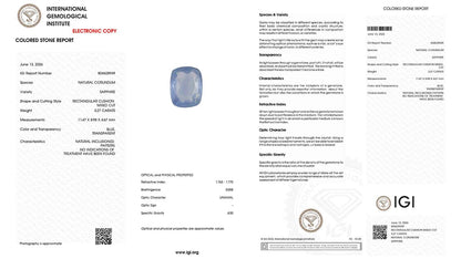 Buy IGI Certified 5.27 Carat Blue Sapphire with lifetime guarantee