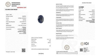 Buy IGI Certified 3.78 Carat Blue Sapphire with lifetime guarantee
