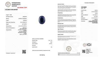 Buy IGI Certified 6.27 Carat Blue Sapphire with lifetime guarantee
