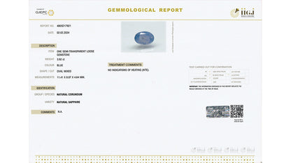 Buy GJI Certified 3.92 Carat Blue Sapphire with lifetime guarantee