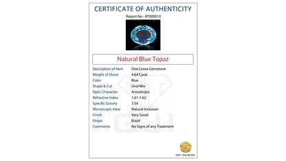 Buy GJI Certified 4.64 Carat Topaz with lifetime guarantee
