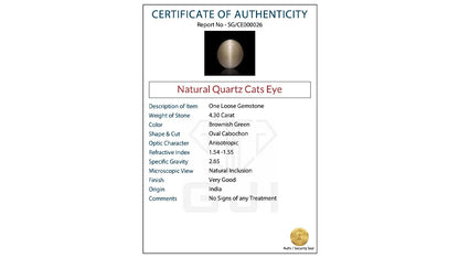 Buy GJI Certified 4.30 Carat Cats Eye with lifetime guarantee