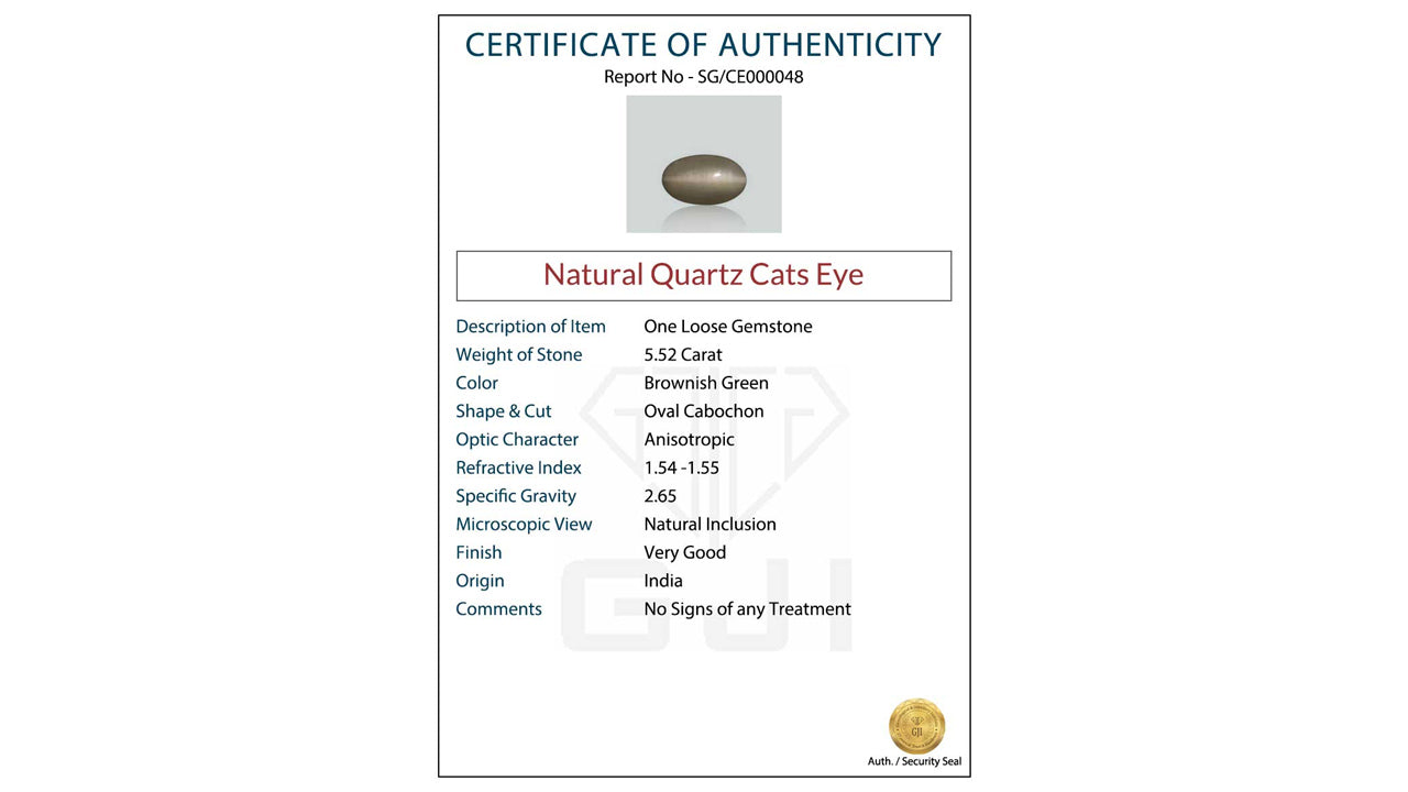 Buy GJI Certified 5.52 Carat Cats Eye with lifetime guarantee