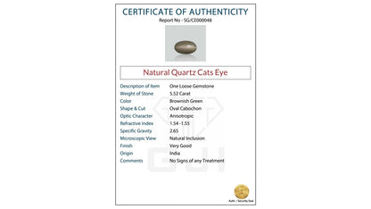 Buy GJI Certified 5.52 Carat Cats Eye with lifetime guarantee