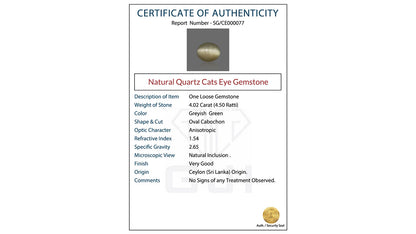 Buy GJI Certified 4.02 Carat Cats Eye with lifetime guarantee