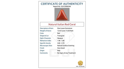 Buy GJI Certified 13.43 Carat Red Coral with lifetime guarantee