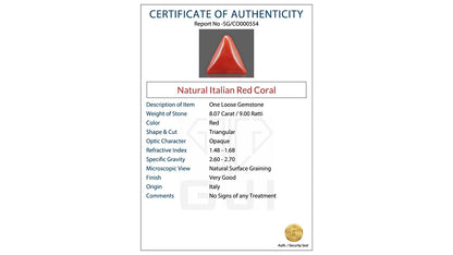 Buy GJI Certified 8.07 Carat Red Coral with lifetime guarantee