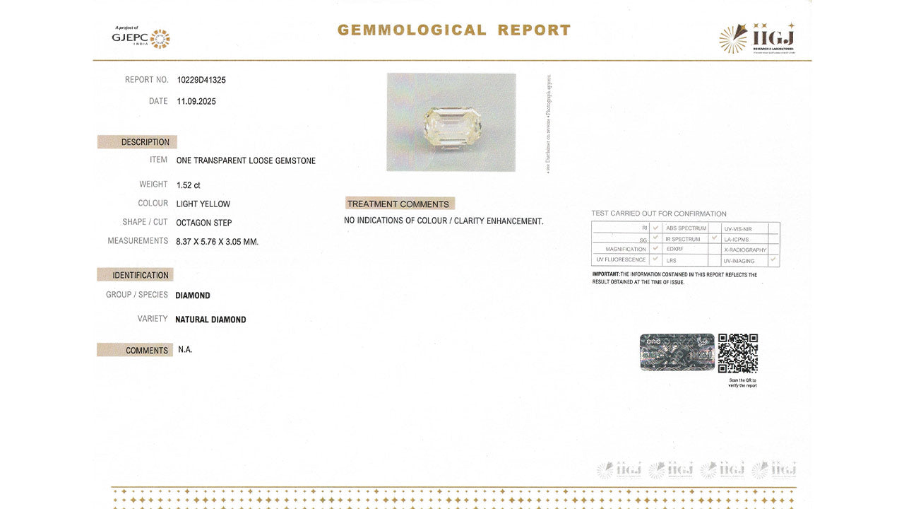 Buy GJI Certified 1.52 Carat Diamond with lifetime guarantee