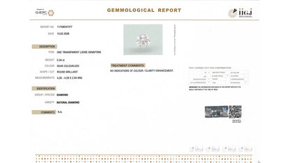 Buy GJI Certified 0.34 Carat Diamond with lifetime guarantee