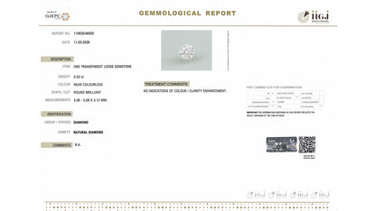 Buy GJI Certified 0.53 Carat Diamond with lifetime guarantee