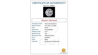 Buy GJI Certified 2.01 Carat Diamond with lifetime guarantee