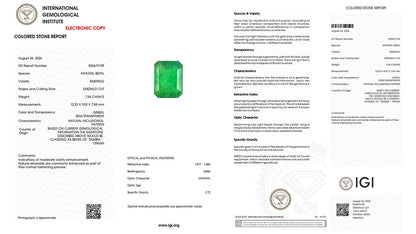 Buy IGI Certified 7.54 Carat Emerald with lifetime guarantee