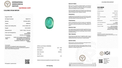 Buy IGI Certified 7.40 Carat Emerald with lifetime guarantee
