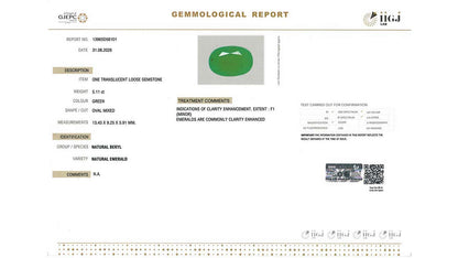 Buy IIGJ Certified 5.11 Carat Emerald with lifetime guarantee