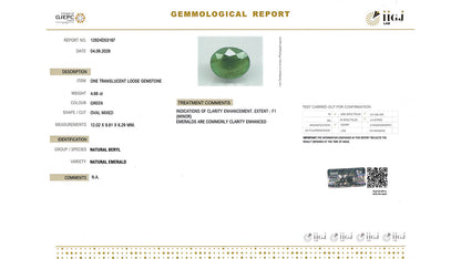 Buy GJI Certified 4.66 Carat Emerald with lifetime guarantee