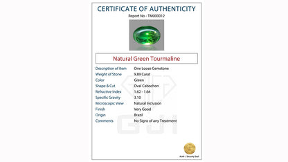 Buy GJI Certified 9.89 Carat Tourmaline with lifetime guarantee