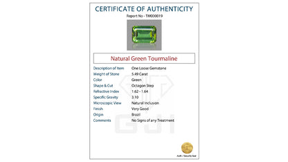 Buy GJI Certified 5.49 Carat Tourmaline with lifetime guarantee
