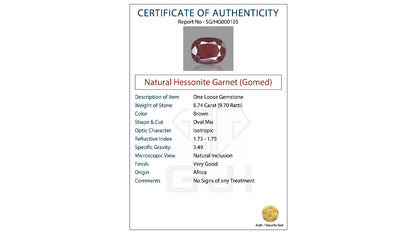 Buy Natural Africa Hessonite weighing 9.50 Ratti at Best Price