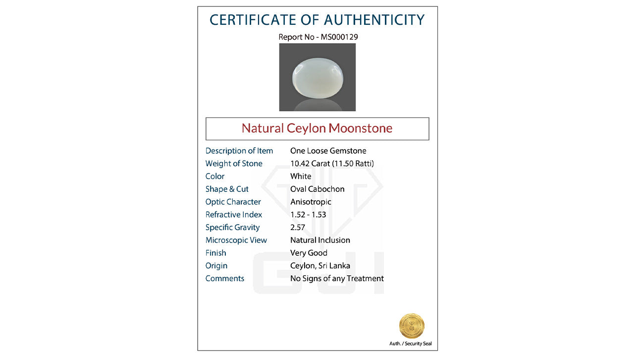 Buy GJI Certified 10.42 Carat Moonstone with lifetime guarantee