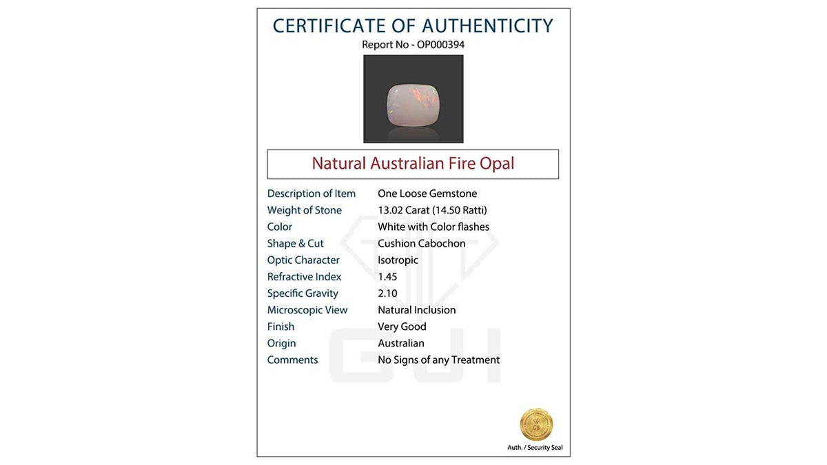 Buy GJI Certified 13.02 Carat Opal with lifetime guarantee