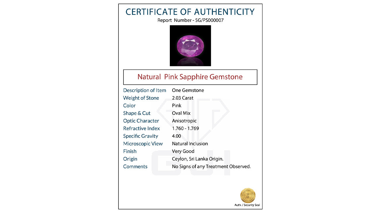 Buy GJI Certified 2.03 Carat Fancy Sapphire with lifetime guarantee