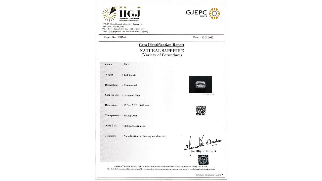Buy GJI Certified 4.61 Carat Fancy Sapphire with lifetime guarantee