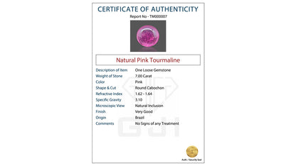 Buy GJI Certified 7.00 Carat Tourmaline with lifetime guarantee