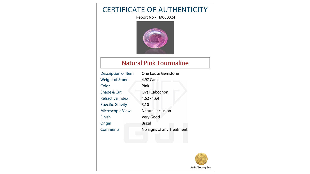 Buy GJI Certified 4.97 Carat Tourmaline with lifetime guarantee