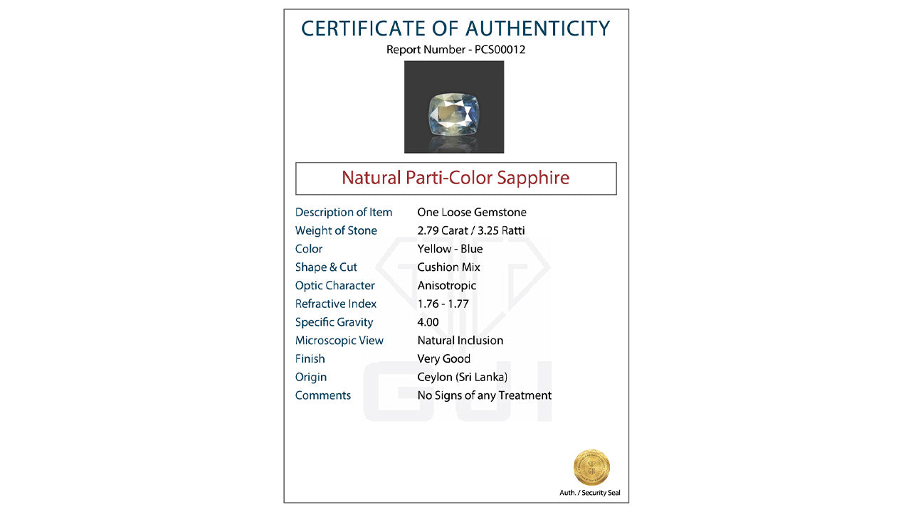 Buy GJI Certified 2.79 Carat Pitambari Neelam with lifetime guarantee