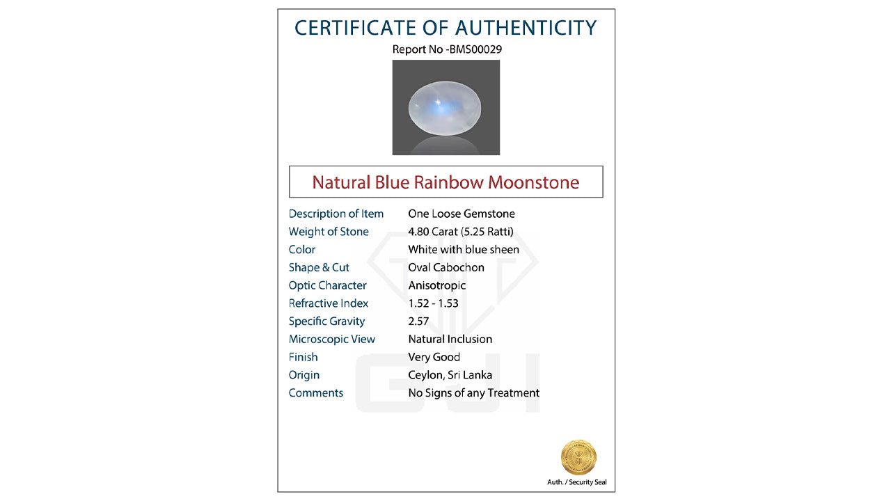 Buy GJI Certified 4.80 Carat Moonstone with lifetime guarantee
