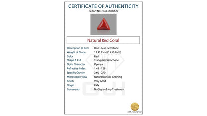 Buy GJI Certified 13.91 Carat Red Coral with lifetime guarantee