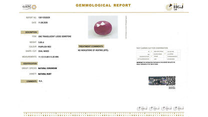Buy IIGJ Certified 5.68 Carat Ruby with lifetime guarantee