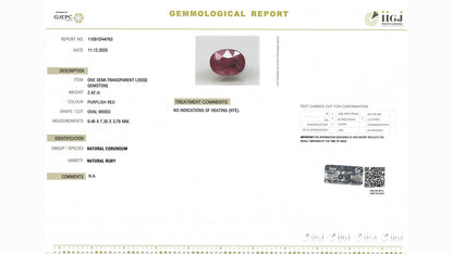 Buy GJI Certified 2.42 Carat Ruby with lifetime guarantee