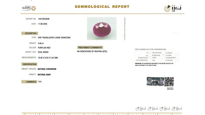 Buy GJI Certified 4.56 Carat Ruby with lifetime guarantee