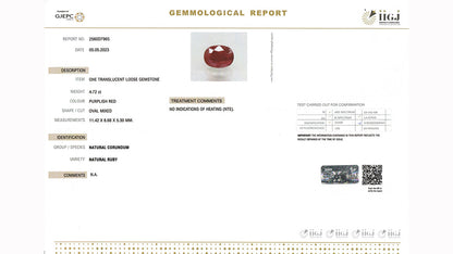 Buy GJI Certified 4.72 Carat Ruby with lifetime guarantee