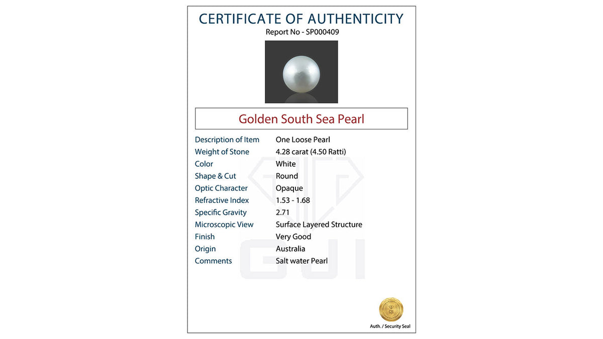 Buy GJI Certified 4.28 Carat Pearls with lifetime guarantee